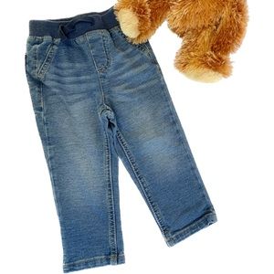 Soft, stretchy jeans with elastic waist. Size 12mo